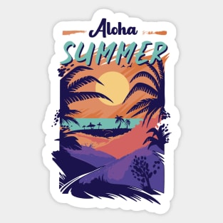 Aloha Summer Retro Vintage Art Sticker